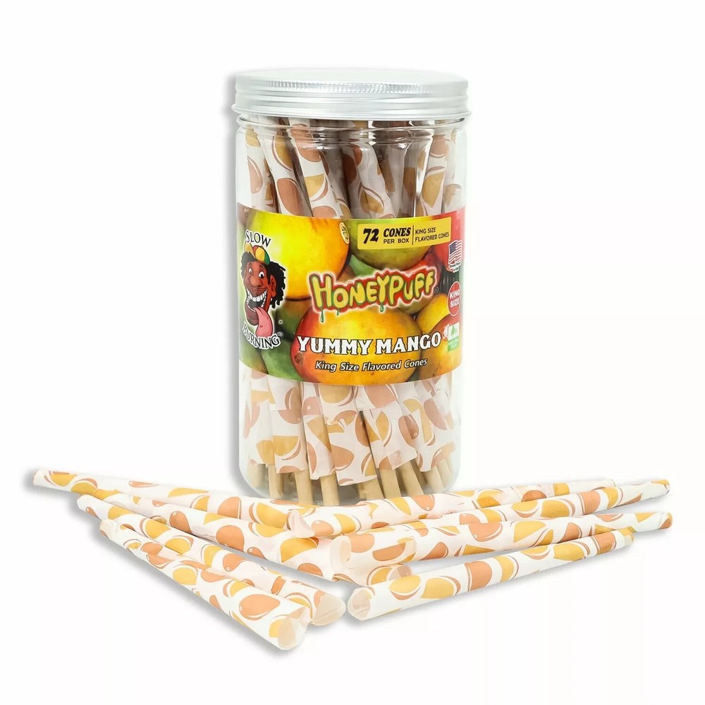 HONEYPUFF Classic King Size Yummy Mango Flavored Pre Rolled Cones 72 Pack