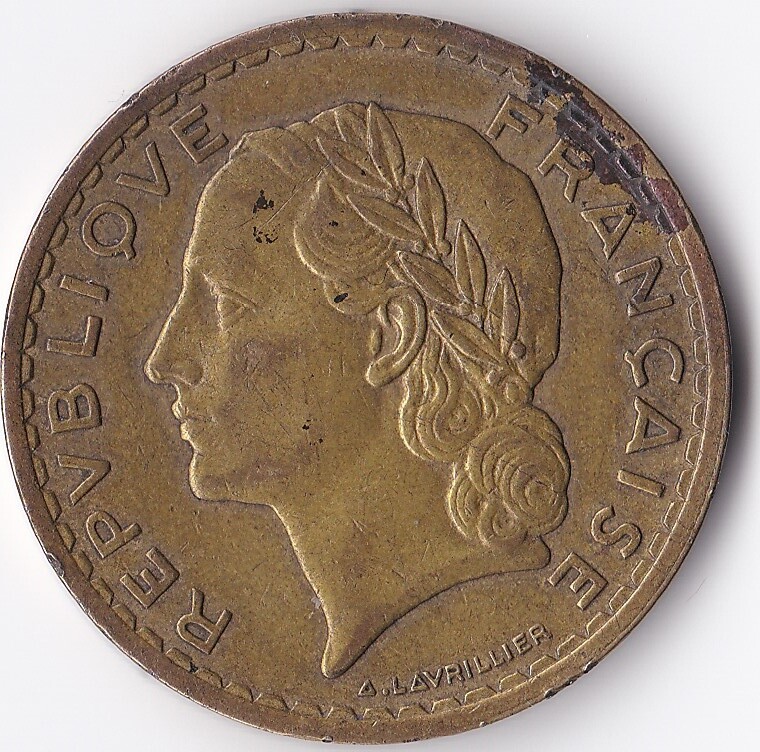 1940 Five Franc Coin - Aluminium Bronze