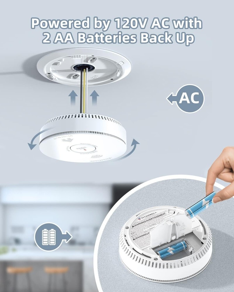 5 PACK SITERWELL Hardwired Smoke Alarm Carbon Monoxide Detector Interconnected