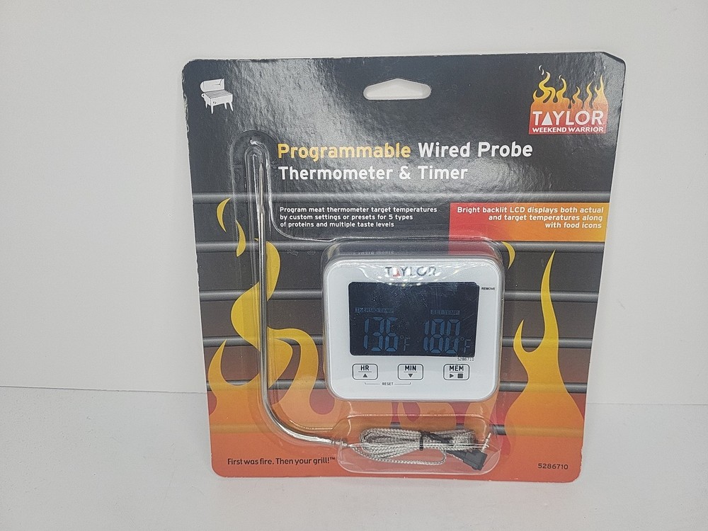Taylor Digital Wired Probe Programmable Meat Thermometer with Timer Grilling