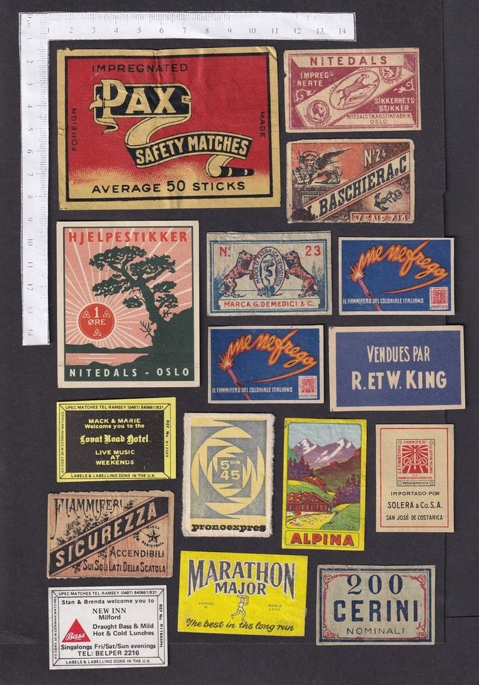 Worldwide vintage matchbox labels (40)