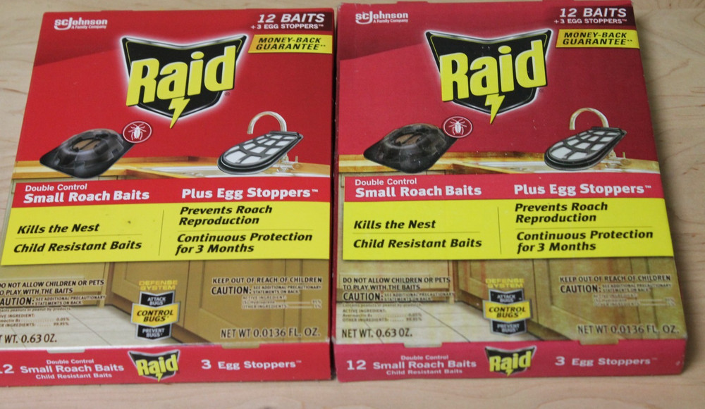2 Pack: RAID Small Roach Baits (12) each + Egg Stoppers (3) each