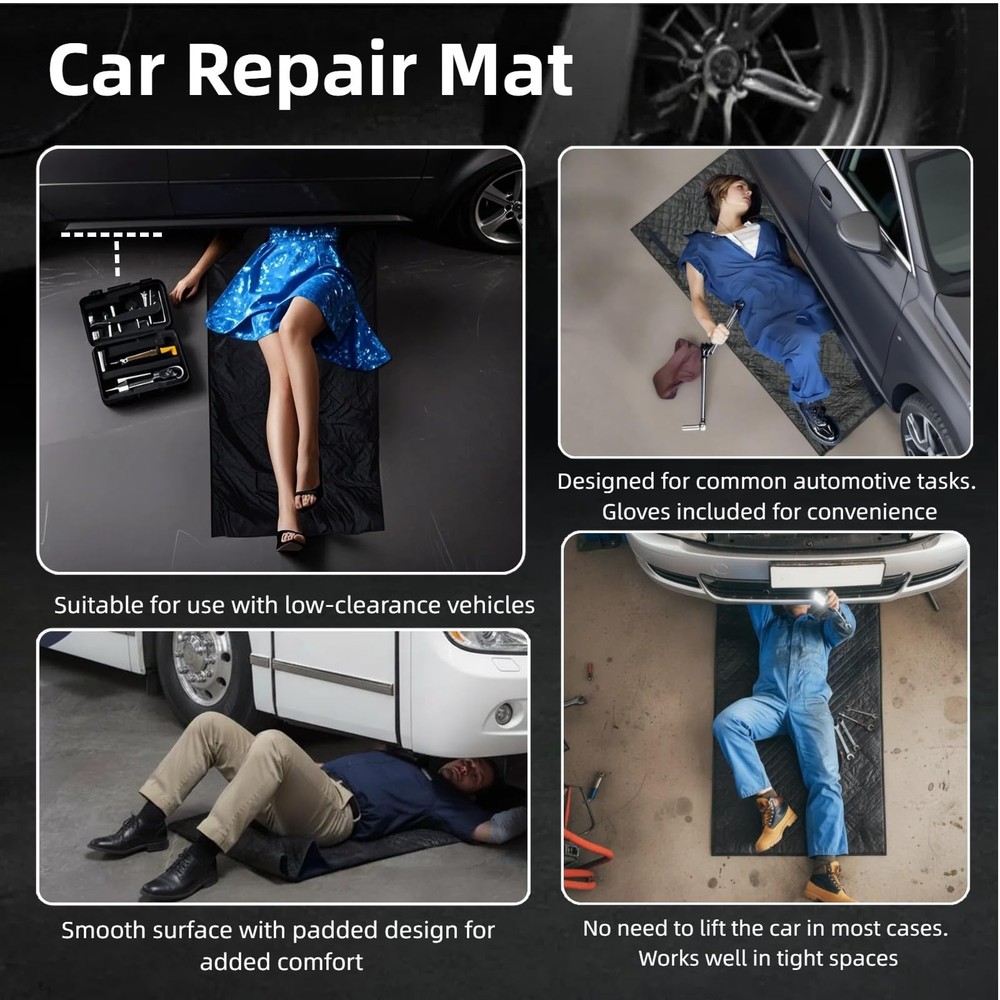 60x28 Mechanic Rolling Mat with Storage Bag for Easy Ground Work