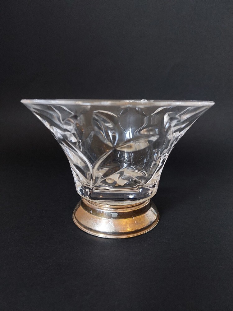 Vintage Bowl Crystal Base Holder Silver 800