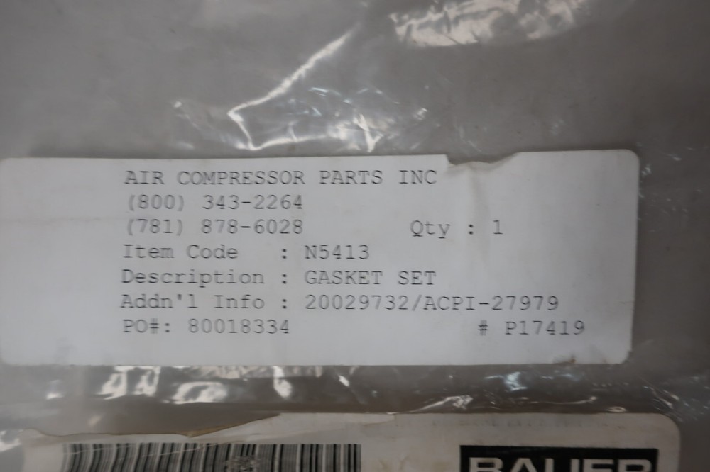 Bauer N5413 Gasket Kit