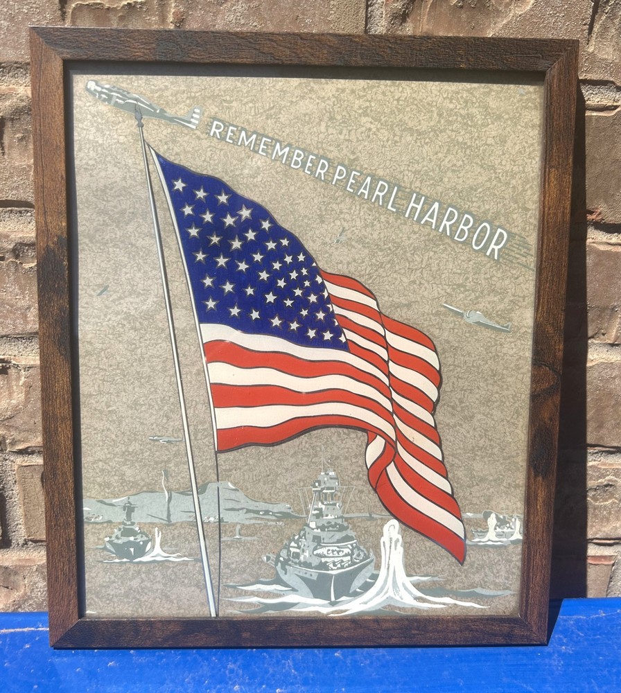 Remember Pearl Harbor Glass display- Framed
