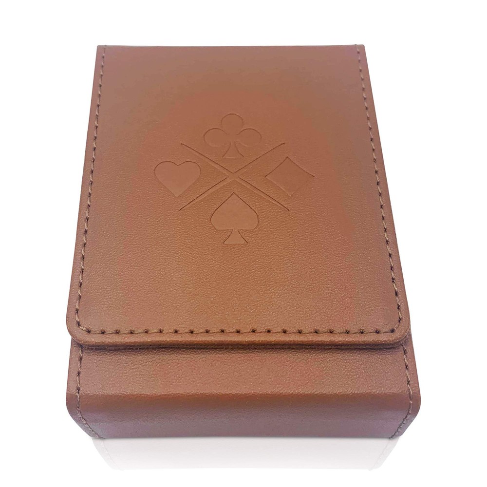 Single Deck Leather Playing Card Case/Holder - Fits Poker and Bridge size car...
