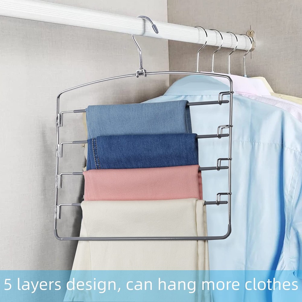 FeeraHozer Pants Hangers Space Saving 3 Pack No Slip 5 3pcak, Grey-3