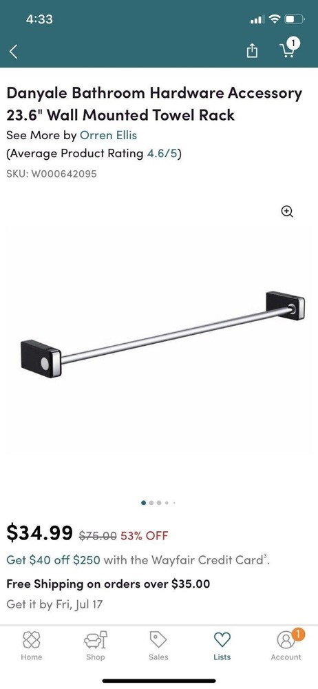 modern towel bar