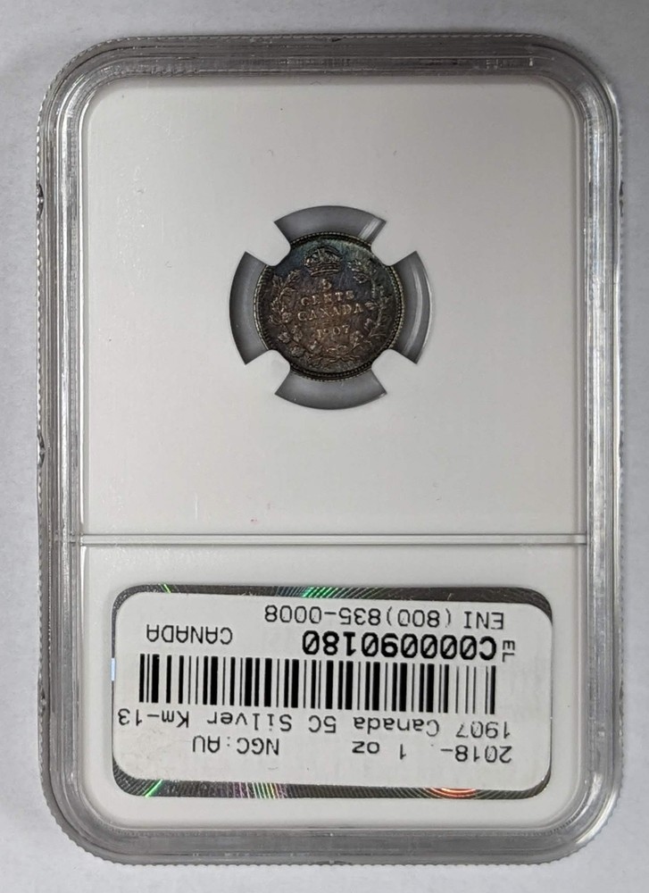 1907 Canada 5c NGC AU Details