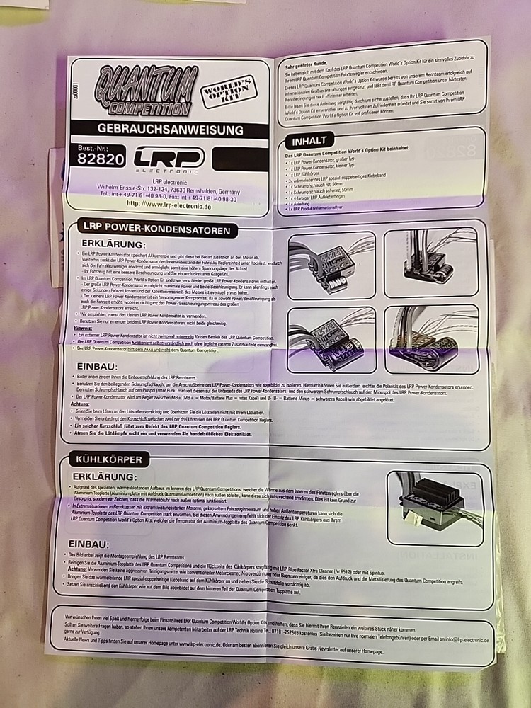 LRP QUANTUM speed Control Instructions