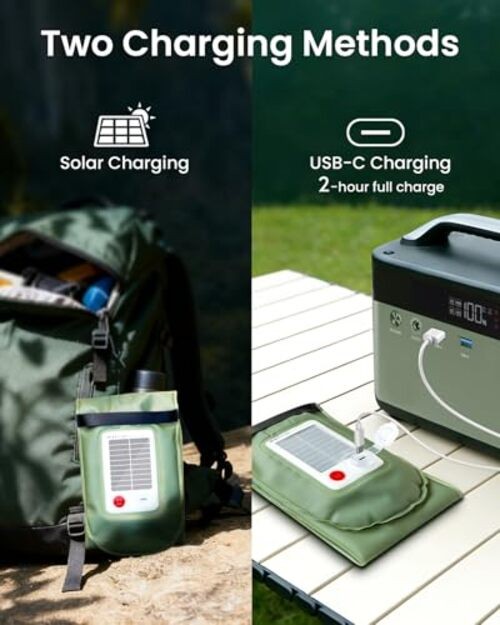 24" Foldable Inflatable Solar Camping Lantern, Magnetic LED Light 24in Green