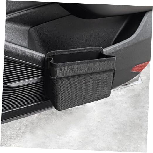 Car Trash Can, Foldable Multifunctional Hanging Storage Box Trash Can black