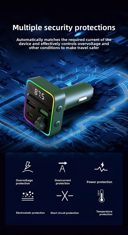 Dual USB Car Charger Fast Charging Bluetooth for iPhone Android Quick Charging
