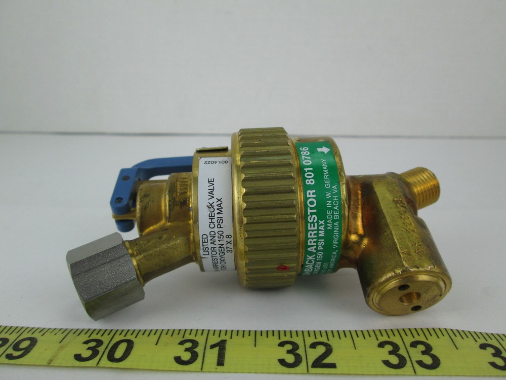 New Witt D5810 Concoa Automatic Flashback Arrestor 801 0786 Oxygen 150 PSI Max