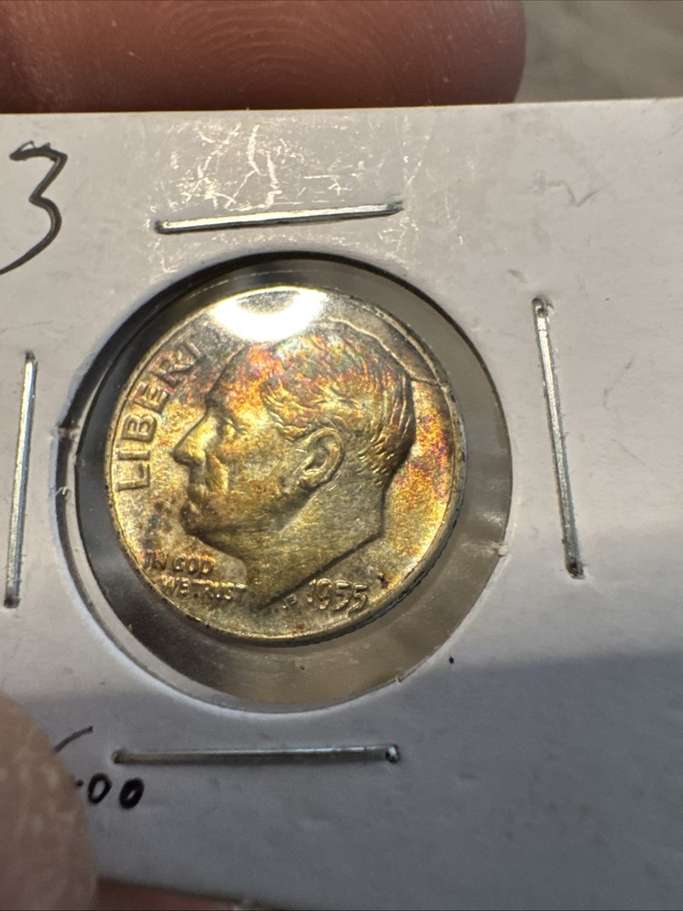 1955 Beautiful Toned Rosevelt Dime 90% Silver