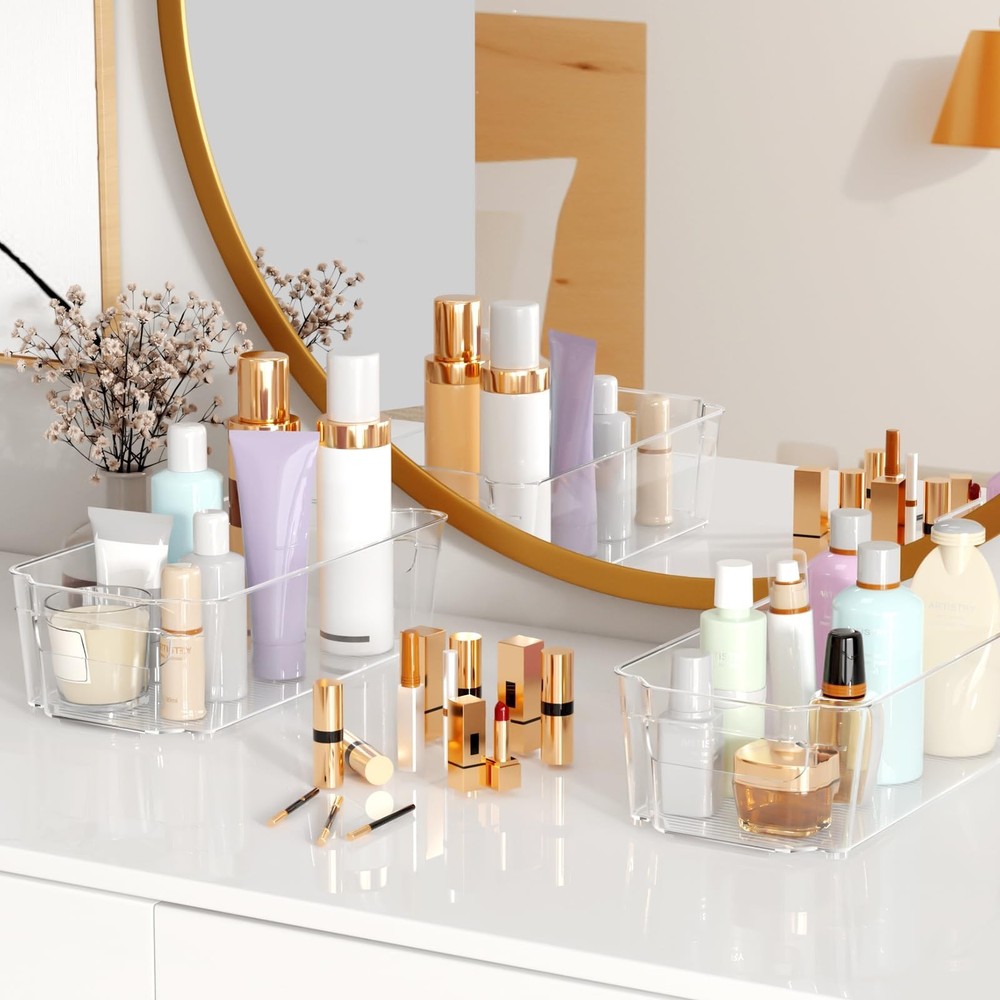 Clear Fridge Organizer, Refrigerator Organizer Bins with Handle, Freezer, Kit...