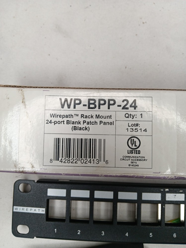 Wirepath WP-BPP-24 Rack Mount 24 Port Blank Patch Panel Black