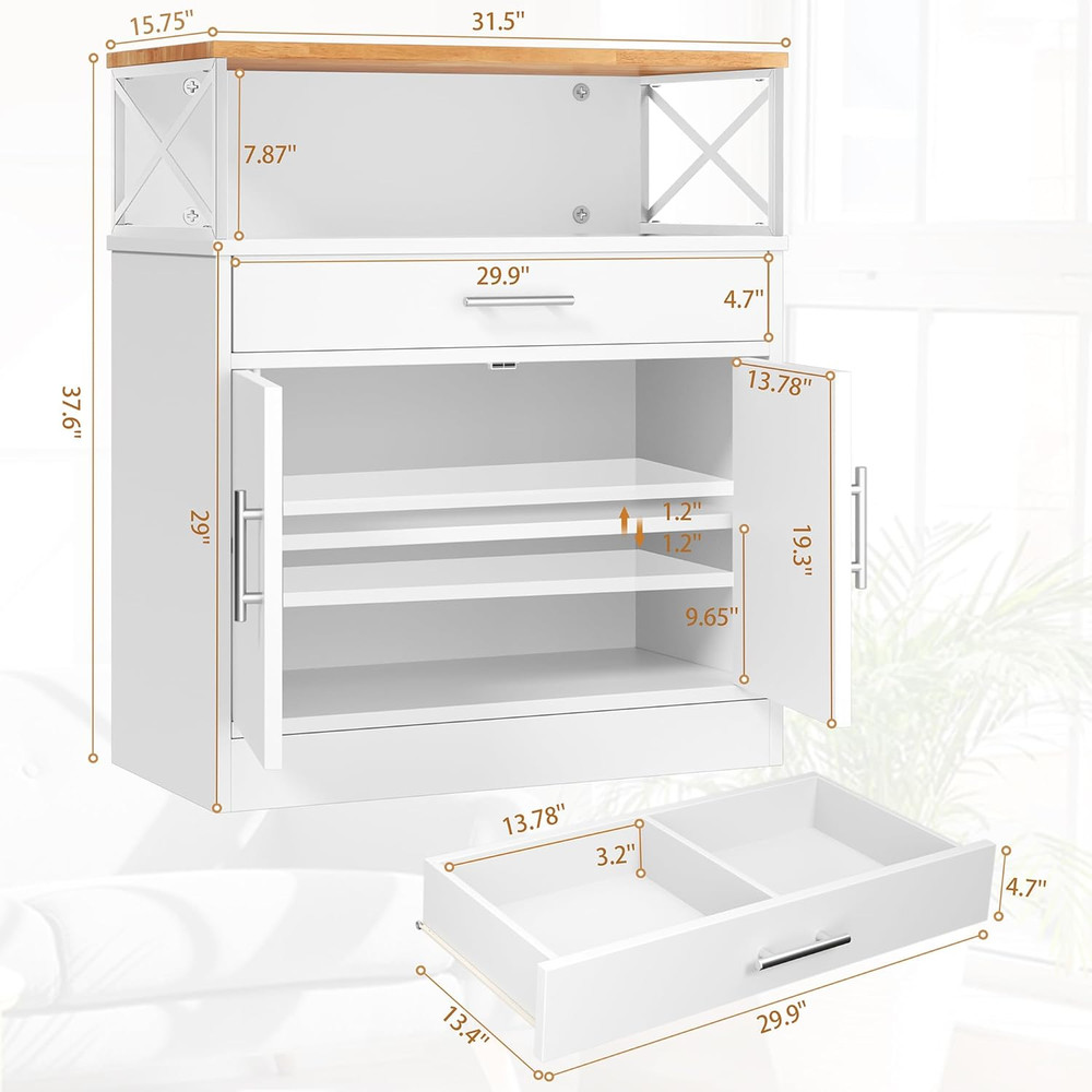 Kitchen Buffet Cabinet with Adjustable Shelf, Modern Kitchen Storage Cabinet,Far