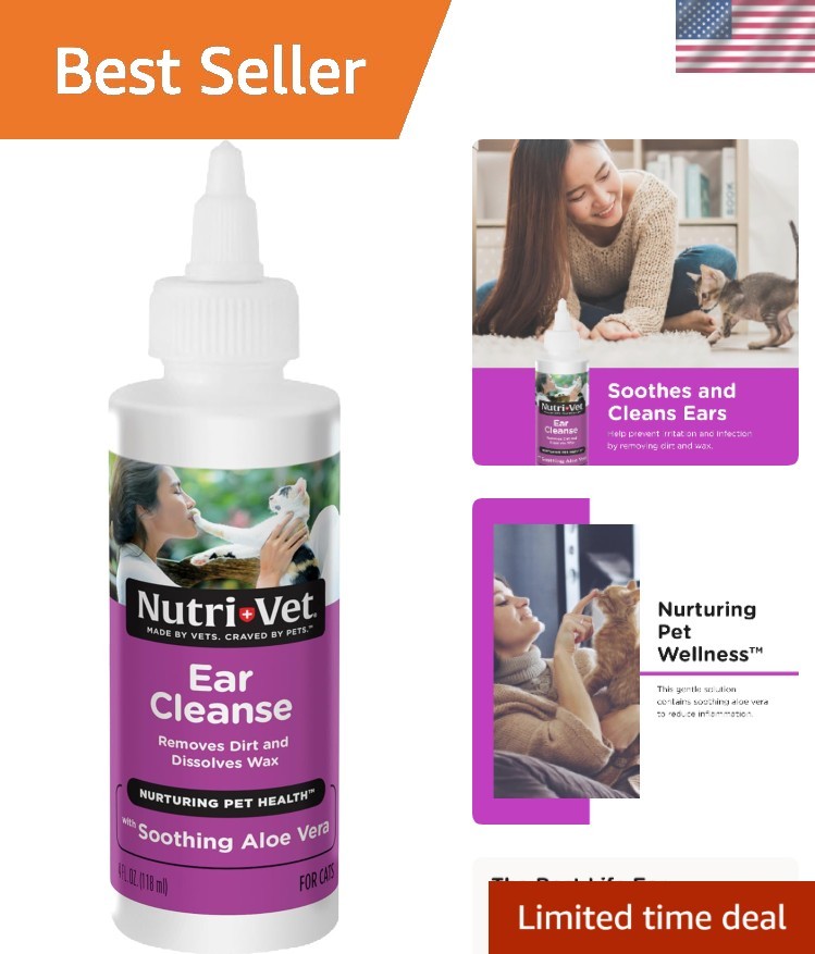 Effective Cat Ear Cleaner - 4oz Gentle Solution for Itchy Ears & Deodorizing