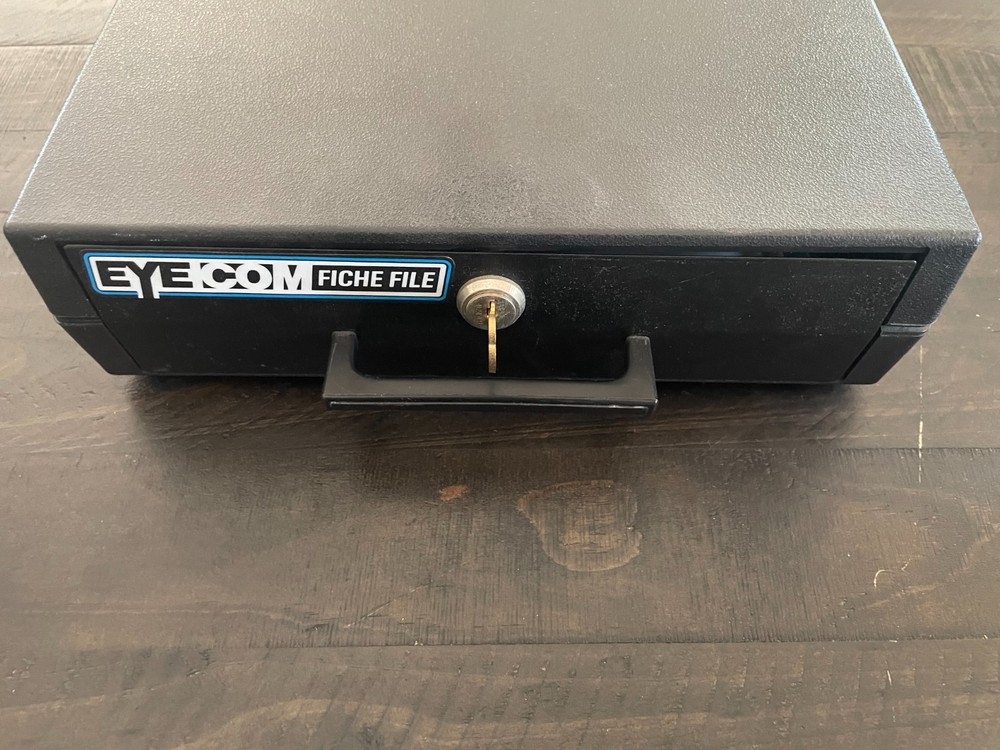 Microfiche Storage File with Lock, stackable.