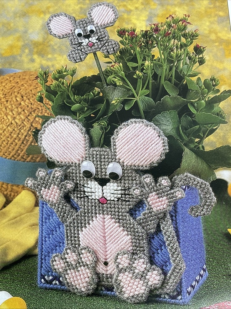 Mouse Planter & Poke Annie's Attic Plastic Canvas Pattern Page