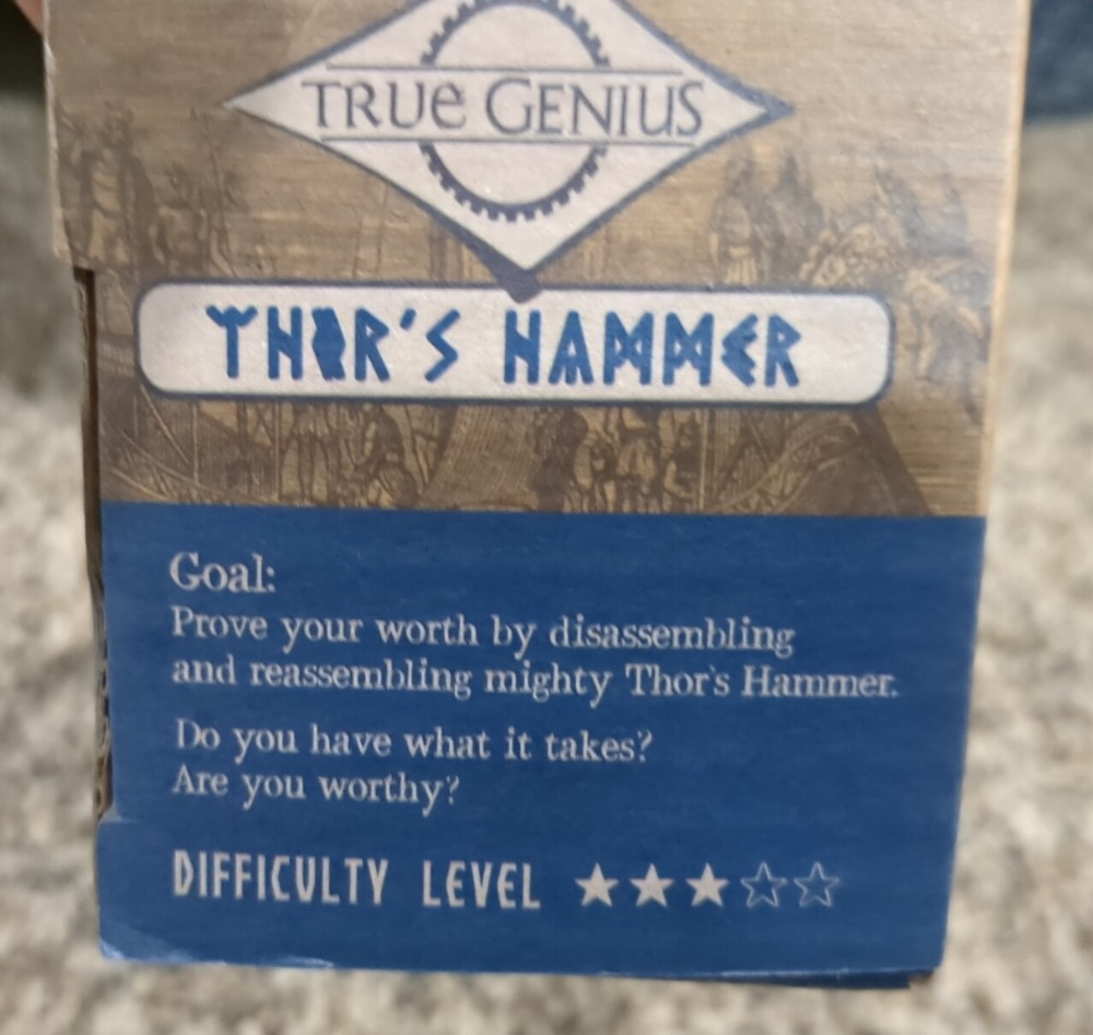 THOR’S HAMMER True Genius Wooden Puzzle Medium Difficulty. New In Box