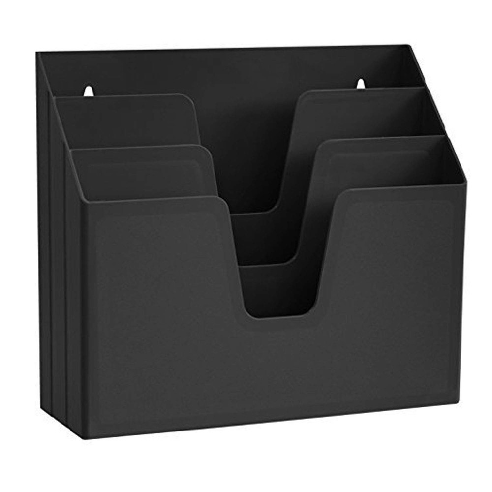 Horizontal Triple File Folder Holder Organizer black Color
