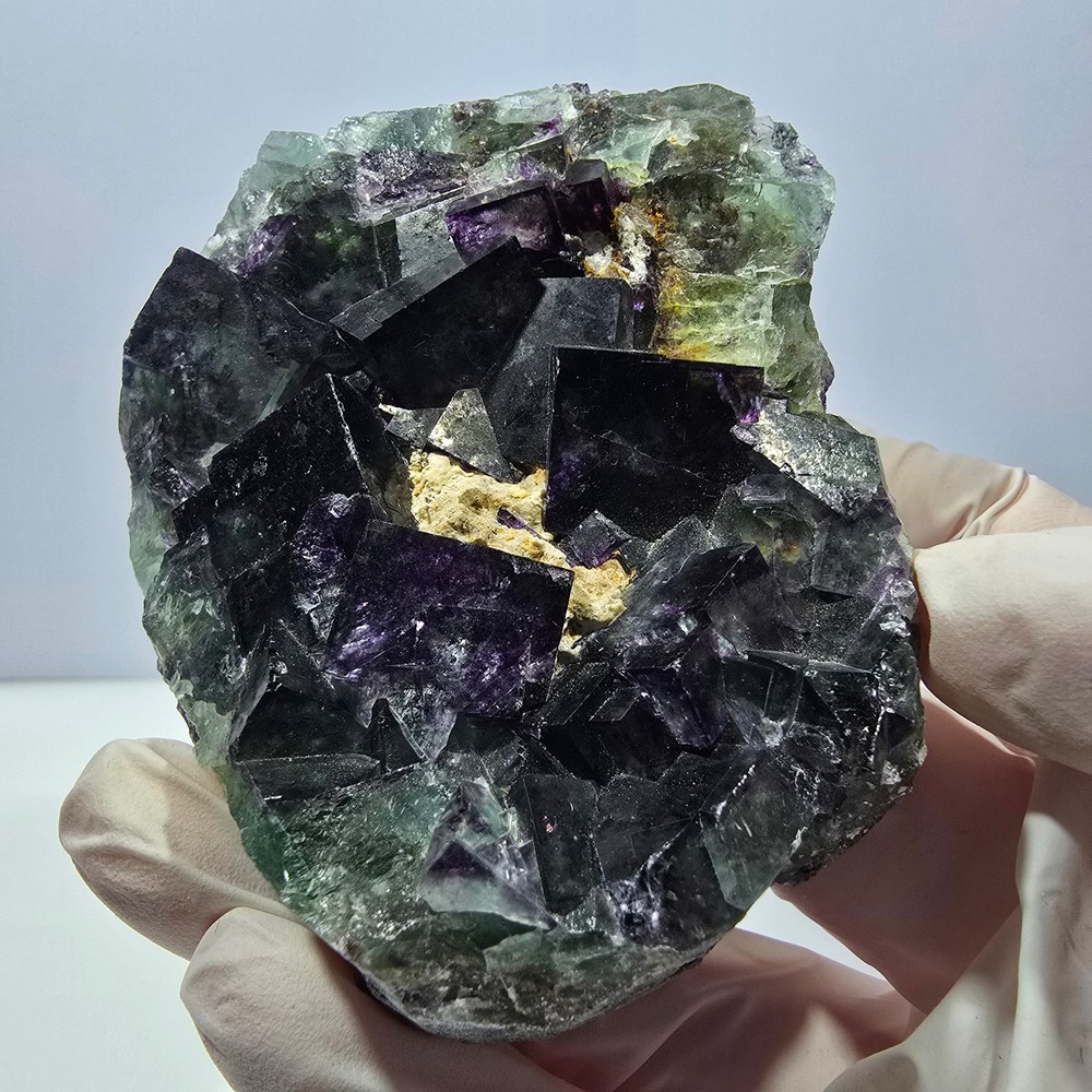 Phantom Fluorite Cube Specimen, green purple Okorusu, Namibia 76*63*22mm