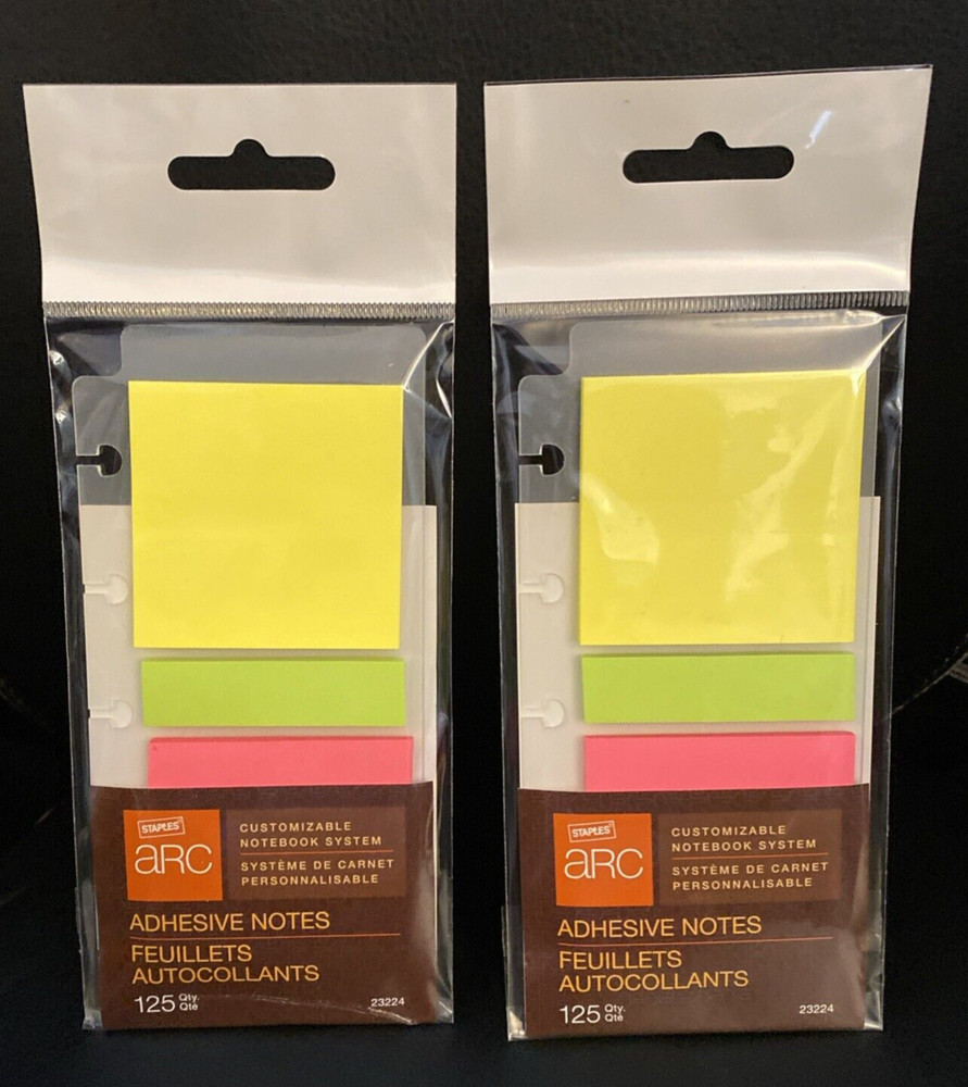 Lot of 2- Staples Arc Adhesive Notes Customizable Notebook System 125 Pieces ea.