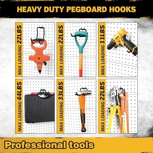28-Piece Heavy Duty Pegboard Hooks & Straps - Tool Organizer for 1/4" Pegboard