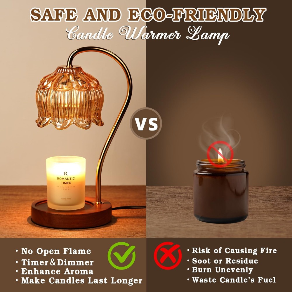 Funistree Flower Candle Warmer Lamp with Timer, Dimmable