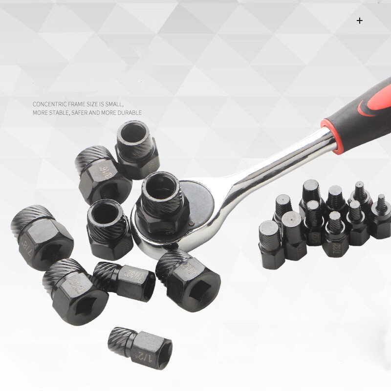 25Pcs Hex Head Multi-Spline Extractors Remove Tool Removes Broken Screws Bolts