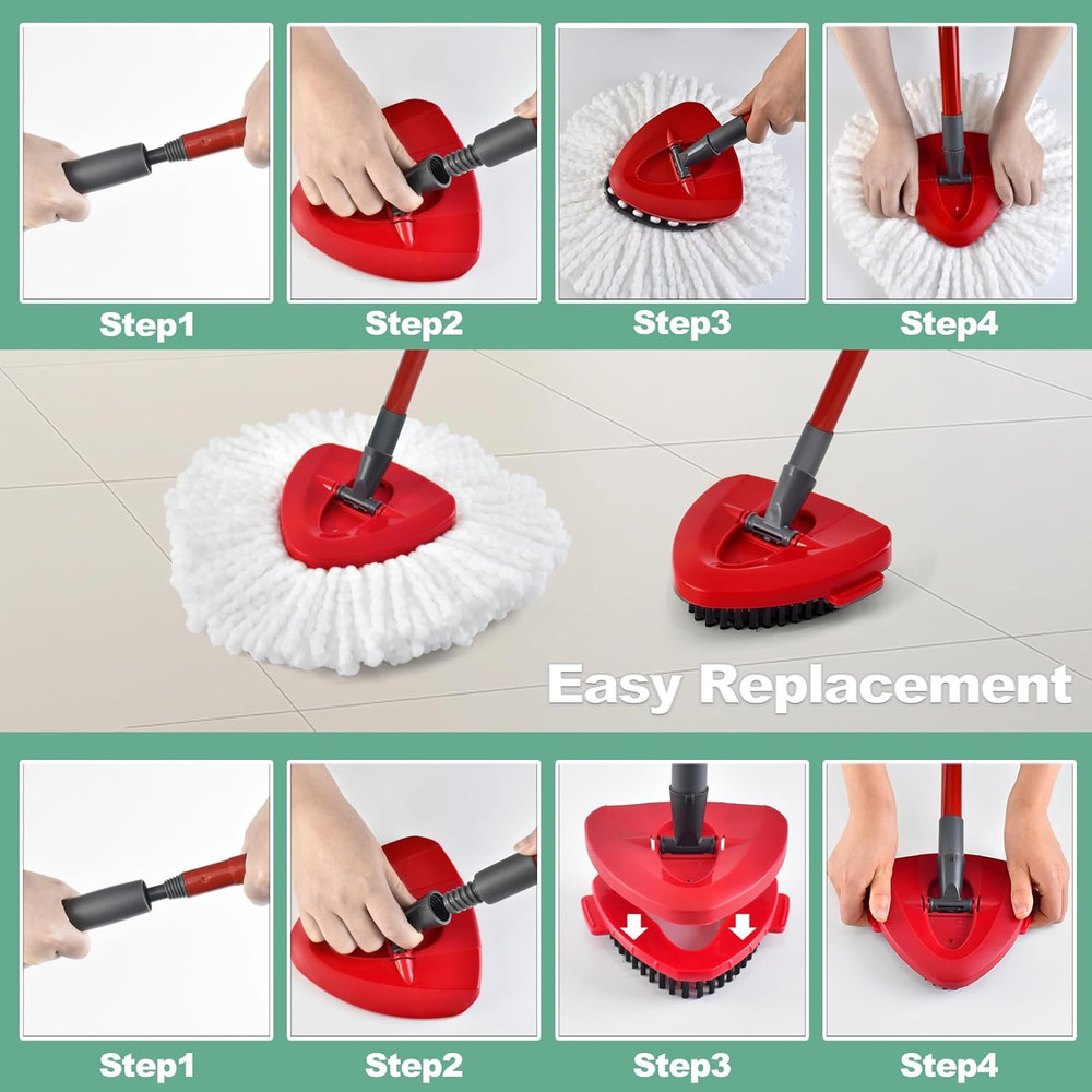 Mop Heads Replacements for Ocedar, Spin 3 White + 1 Brush + 1 Base