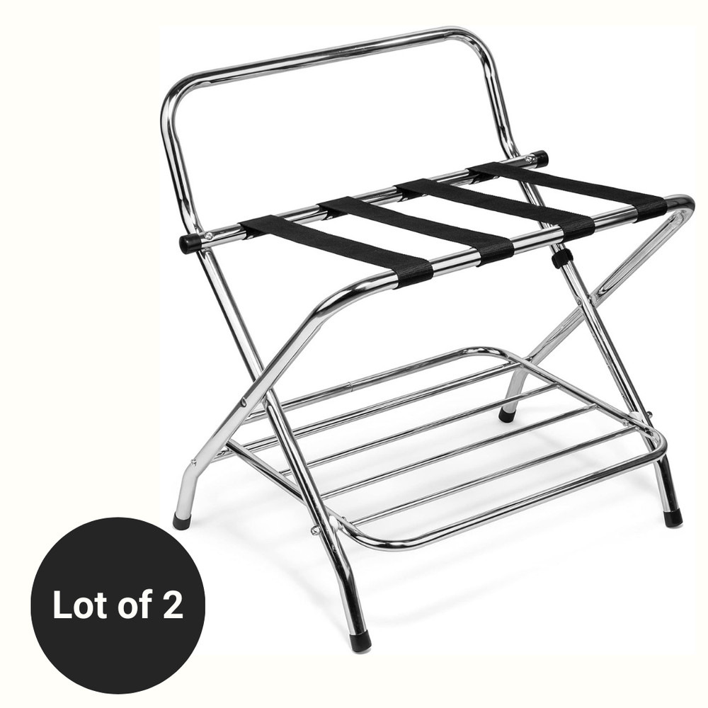 USTECH - Luggage Rack-Double Tier with High Back