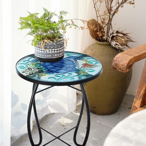 Patio Side Table Outdoor Accent Table Small Mosaic Table Coffee Table End
