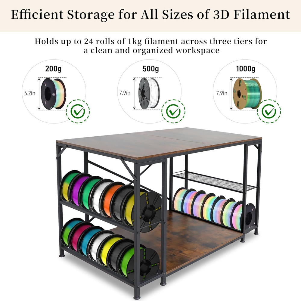Upgraded 3D Printer Stand, Large 3D Printer Filament Storage Rack for Home Offic