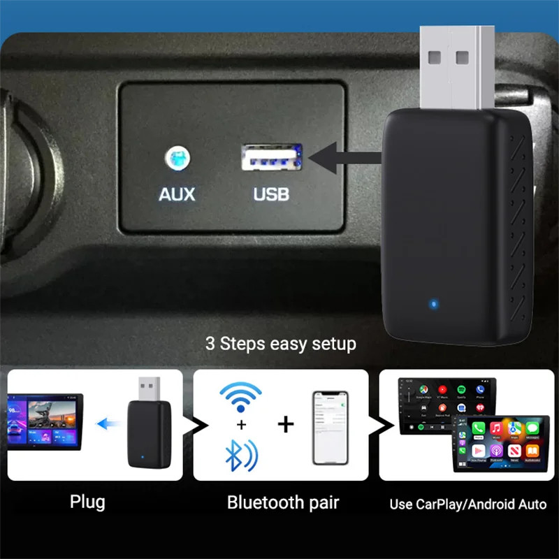 WiFi Wireless Bluetooth Connect, CarPlay Smart Box Android Auto USB Adapter