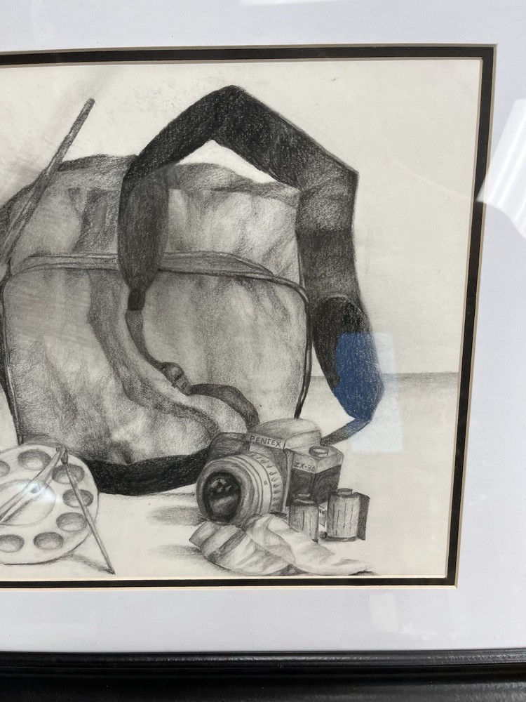 Framed Kyle Lamar 2003 Student Pencil Drawing