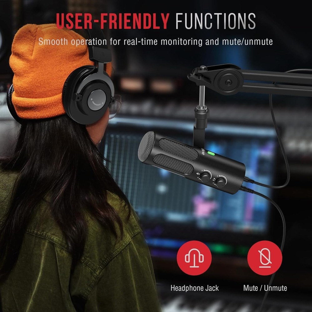 FIFINE XLR/USB Podcast Dynamic Microphone for Streaming, Studio XLR Microphon...