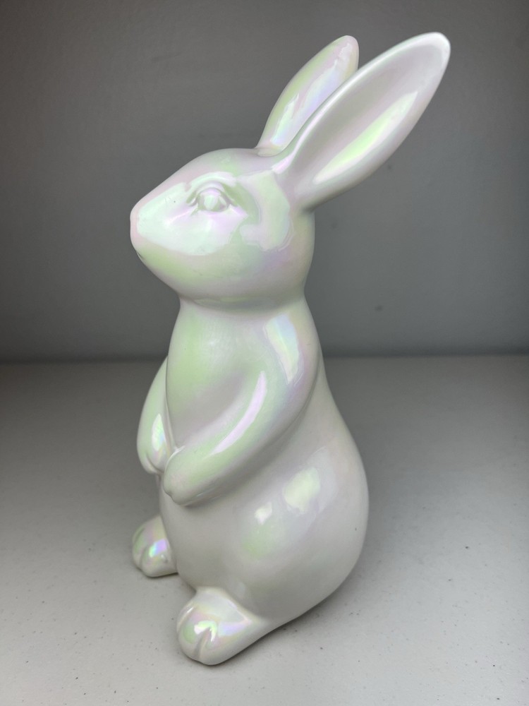 Iridescent Bunny Rabbit Figure Easter Decor 9.5"
