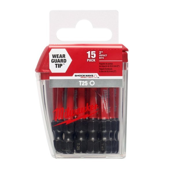 Milwaukee Tool 48-32-5015 Shockwave 2" Impact T25 Power Bits (15 Pack)