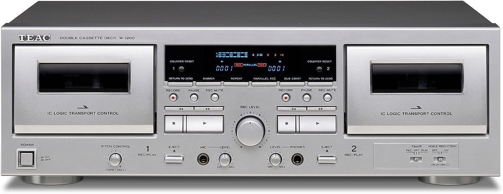 TEAC Double Cassette Deck W-1200 Silver Noise Reduction System