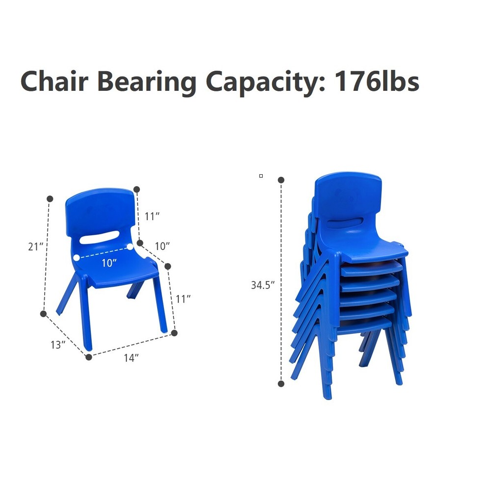 Topbuy 6 PCS Plastic Kids Chair Modern Stackable Learning Chairs Red/Blue