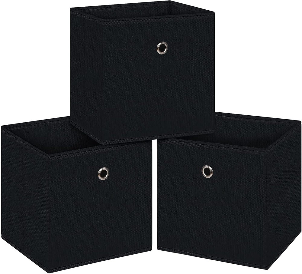 Black Foldable Storage Cubes Bins ,11 Inch Cloth Cube 3 Pack,