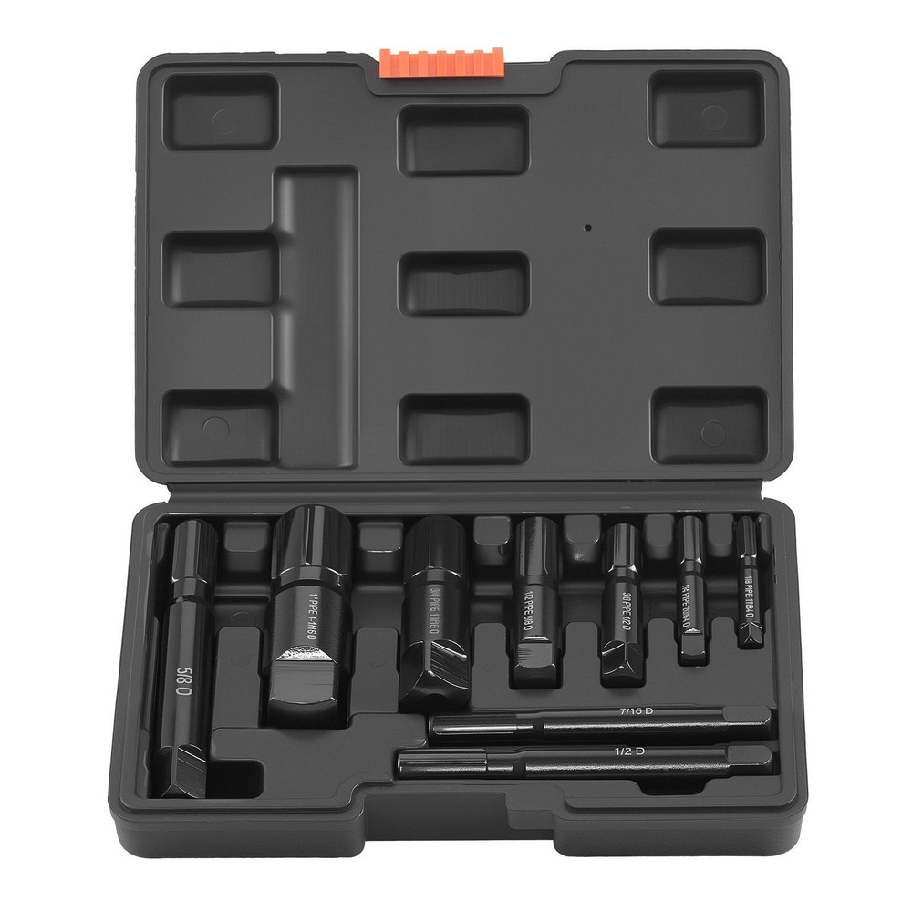 Pipe Extractor Set, 9 PCS Heavy Duty Steel Broken Pipe Extractors, w/ Solid Hand