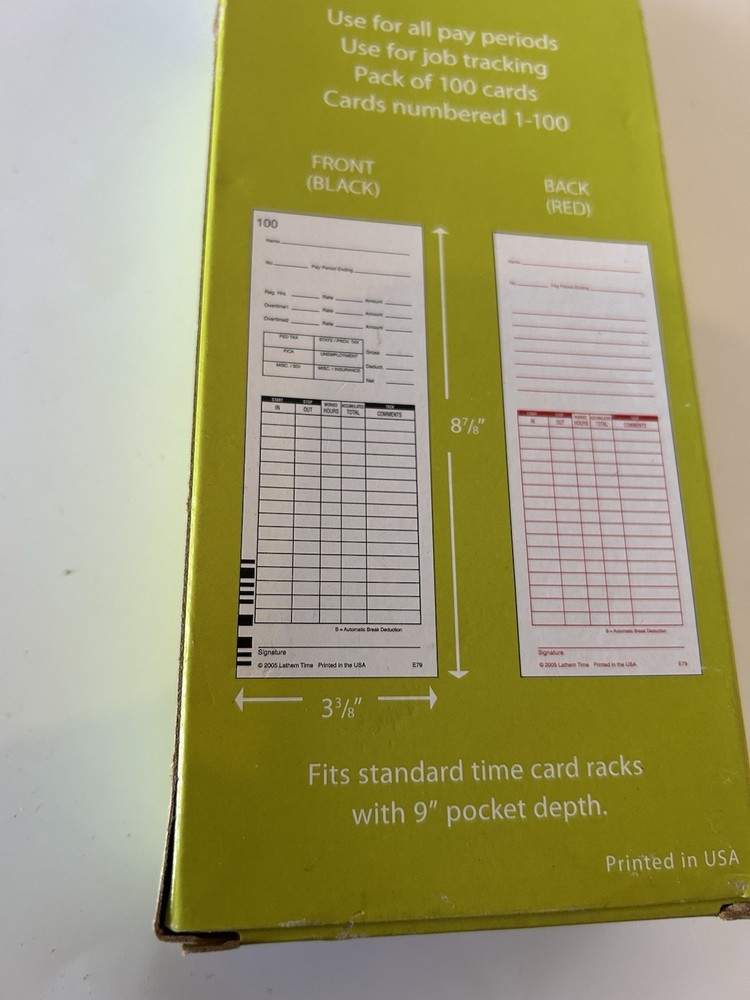 Lathem E7 Time Cards Weekly For Use With 7000E & 7500E Model E-79