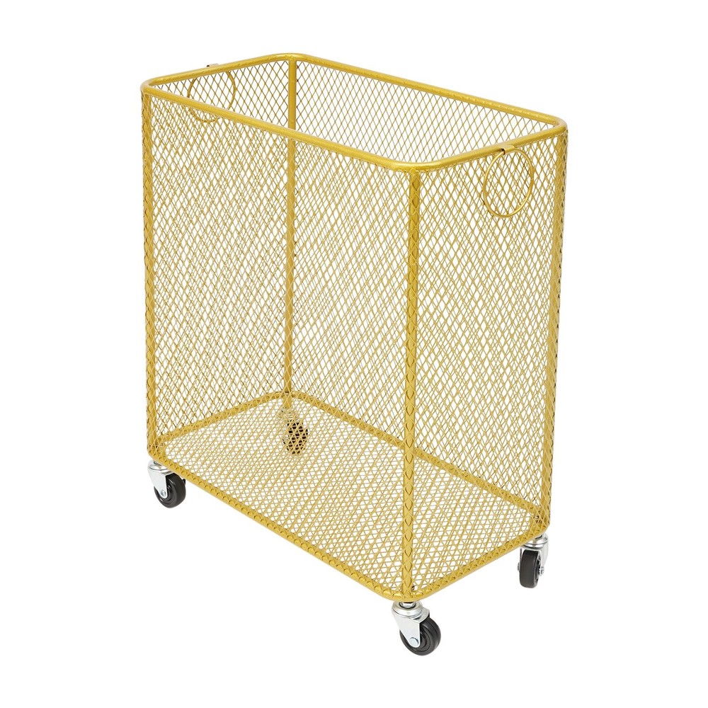 Rectangular Storage Busket Iron Rolling Laundry Basket For Home Gold,43*23*45cm