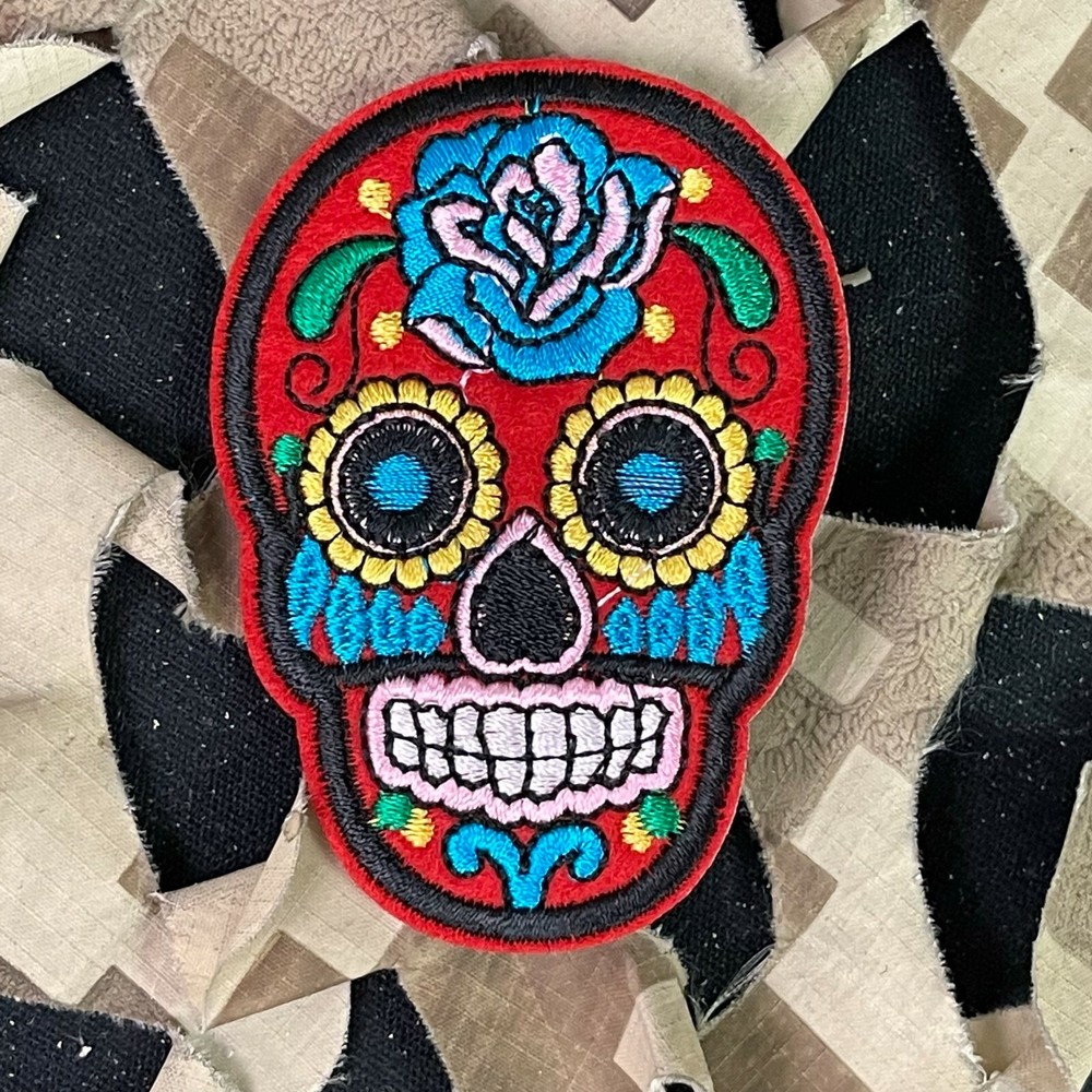 NEW Warrior Iron On Embroidered Morale Patch - Sugar Skull (8-Pack)
