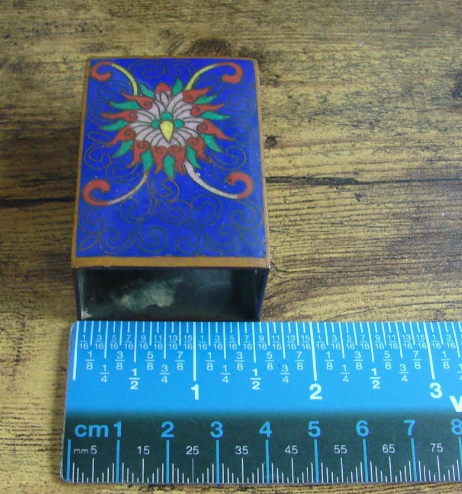 Vintage Cloisonne" Floral Small Match Box Case